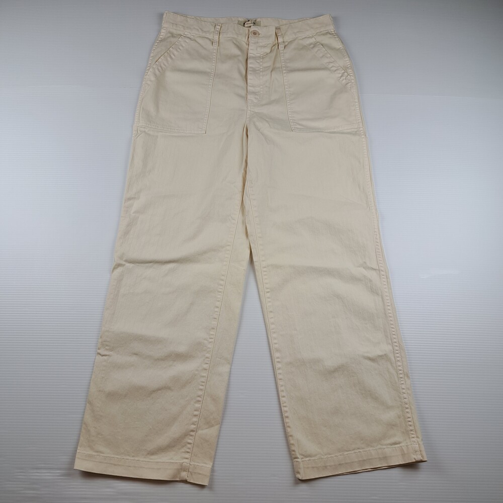 Madewell Pants Womens 31 Beige Twill Relaxed Straight Utility Khakis Pockets